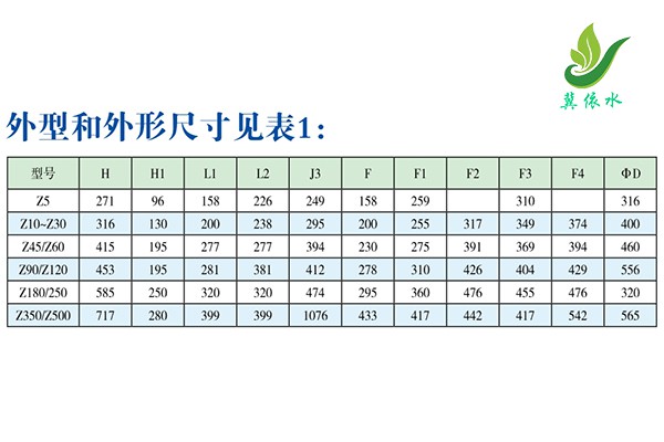 污水处理专用螺杆启闭机外形尺寸参数表